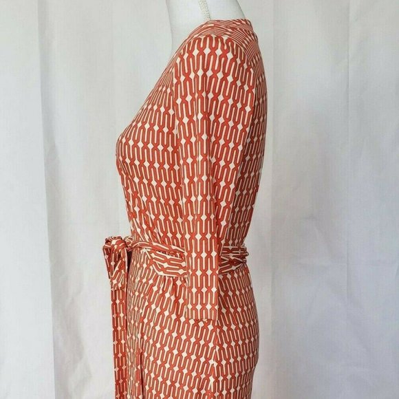 Anthropologie Coral Geometric Wrap Dress XS - Picture 3 of 8